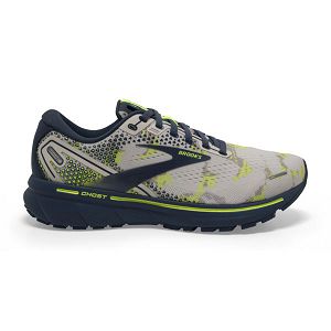 Brooks Ghost 14 Womens Road Running Shoes Grey/Navy/Yellow | USA-PZH670281